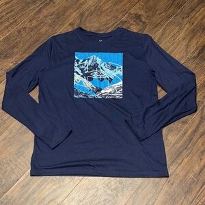 Kids Under Armour Navy Blue Mountain Graphic Long Sleeve Tee